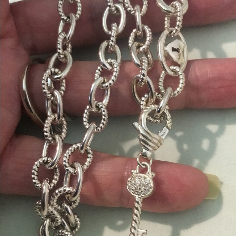 Vintage Judith Ripka Sterling Silver Key To My Heart Diamonique Necklace - Picture 5 of 12